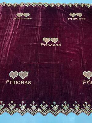 Luxurious Maroon Velvet Shawl with Exquisite Embroidered Border
