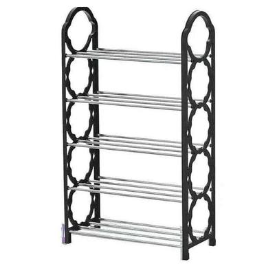 4-Layer Durable Compact Black Shoe Rack - 1 Pc for Long-Lasting Use