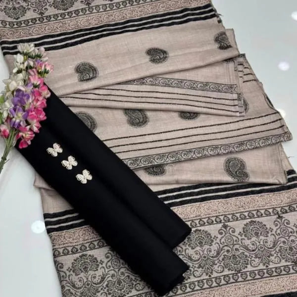 3 Pcs Women's Unstitched Plain Suit