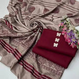 3 Pcs Women's Unstitched Plain Suit