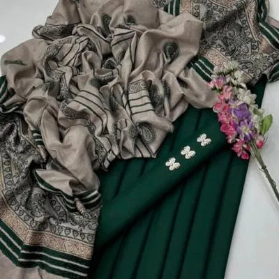 3 Pcs Women's Unstitched Plain Suit