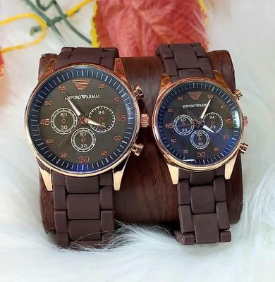 Stainless Steel Quartz Couple Watches - 2 Pcs Unisex Analogue Timepieces