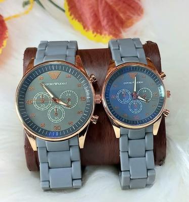 Stainless Steel Quartz Couple Watches - 2 Pcs Unisex Analogue Timepieces