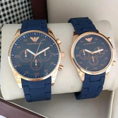Stainless Steel Quartz Couple Watches - 2 Pcs Unisex Analogue Timepieces