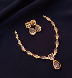Elegant Gold Plated Fancy Necklace Set with Semi Precious Stones for Women