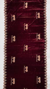 Luxurious Maroon Velvet Shawl with Exquisite Embroidered Border