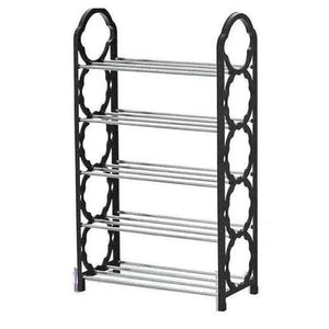4-Layer Durable Compact Black Shoe Rack - 1 Pc for Long-Lasting Use