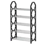 4-Layer Durable Compact Black Shoe Rack - 1 Pc for Long-Lasting Use