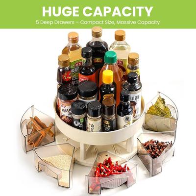 Multifunctional Large-Capacity Rotating Spice Rack with Seasoning Jars