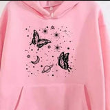 1 Pc Women's Stitched Fleece Printed Pullover Hoodie