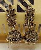 Leaf Design Gold Plated Gemstone Jhumka