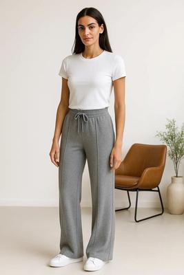 Elevate Wide-Leg Lounge Trousers – Heather Grey EW-000023