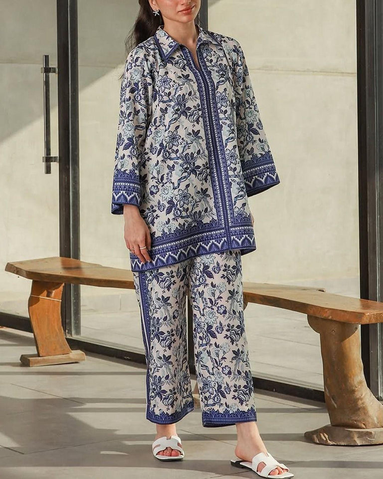 Stylish Printed Shirt and Trouser Set - 2 Pcs