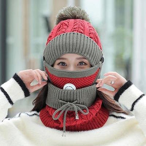 Beanie Cap Warm Face Cover Neck Scarf / Neck Warmer Outdoor Set