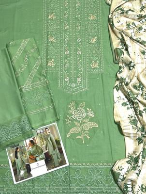 3 Pcs Women's Unstitched Embroidered Suit